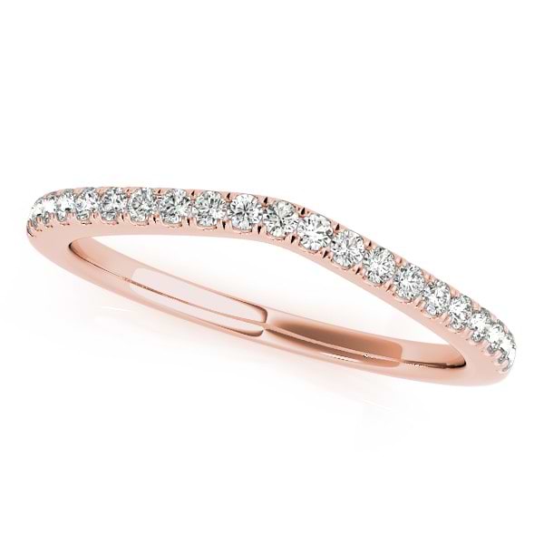 Diamond Contour Wedding Ring, Prong Set in 14k Rose Gold 0.21ct