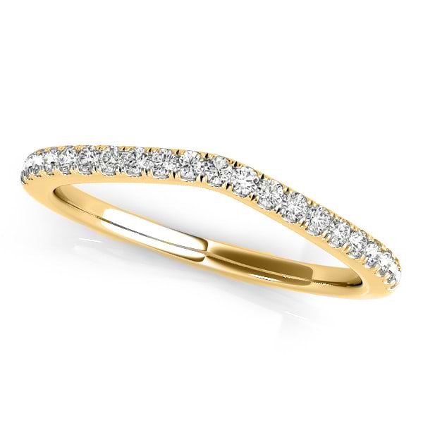 Diamond Contour Wedding Ring, Prong Set in 14k Yellow Gold 0.21ct