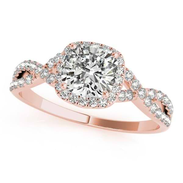Twisted Cushion Moissanite Engagement Ring 14k Rose Gold (1.00ct)