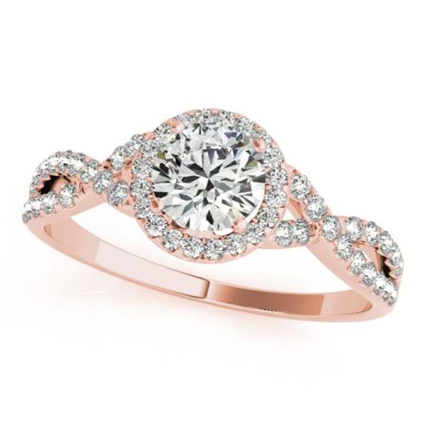 Twisted Round Diamond Engagement Ring 14k Rose Gold (0.50ct)