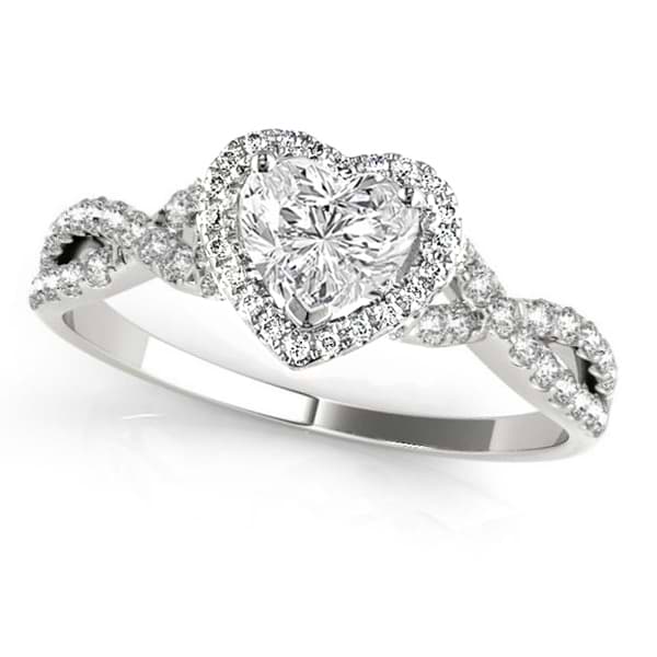 Twisted Heart Diamond Engagement Ring 14k White Gold (1.50ct)