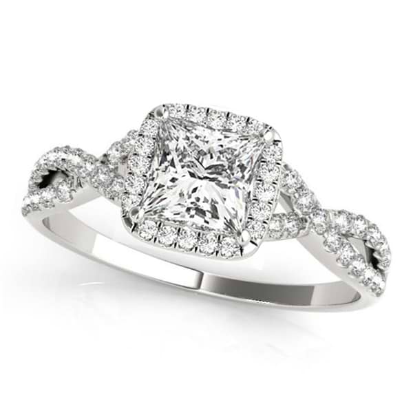 Twisted Princess Diamond Engagement Ring 14k White Gold (0.50ct)