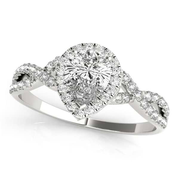 Twisted Pear Diamond Engagement Ring 14k White Gold (1.00ct)