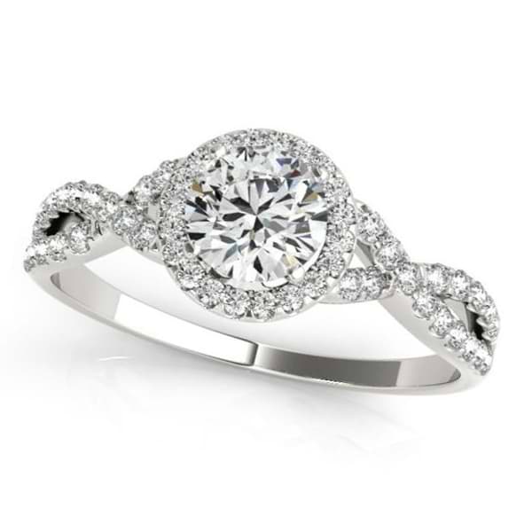 Twisted Round Moissanite Engagement Ring 14k White Gold (1.00ct)