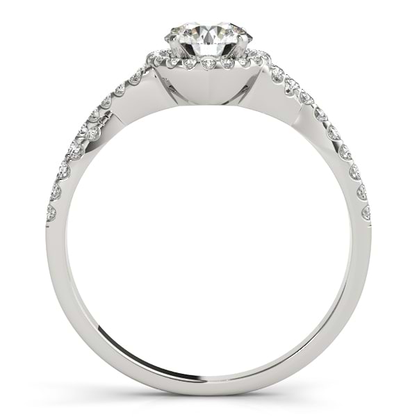 Twisted Round Moissanite Engagement Ring 14k White Gold (1.00ct)