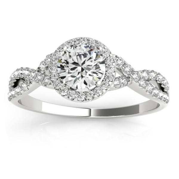Twisted Infinity Halo Engagement Ring Setting 14k White Gold (0.20ct)