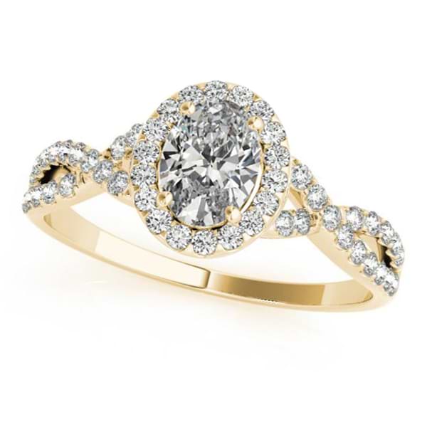 Twisted Oval Moissanite Engagement Ring 14k Yellow Gold (2.00ct)