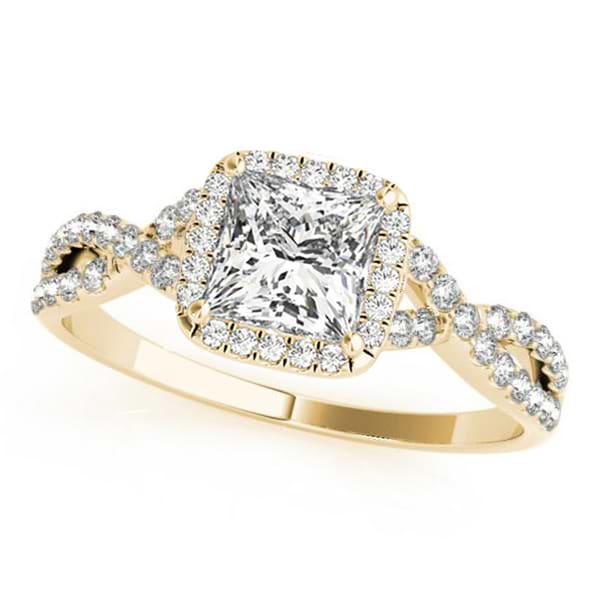 Twisted Princess Diamond Engagement Ring 14k Yellow Gold (1.00ct)