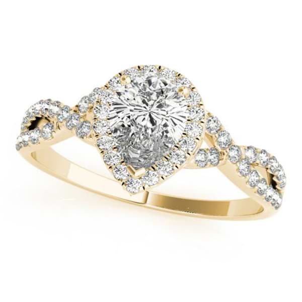 Twisted Pear Moissanite Engagement Ring 14k Yellow Gold (1.00ct)