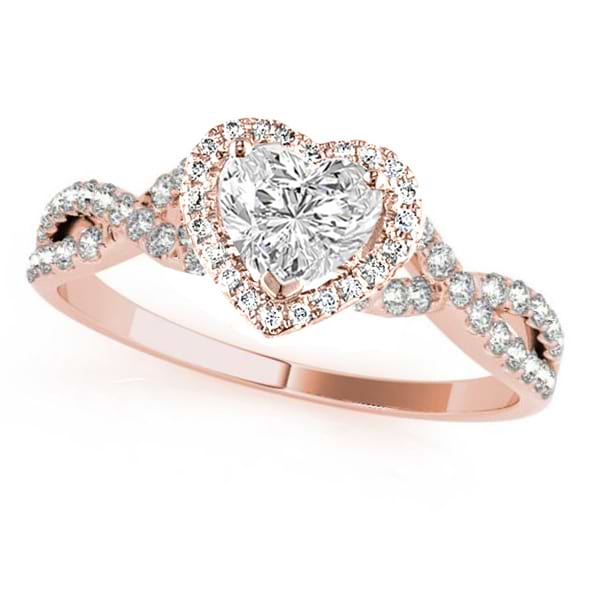 Twisted Heart Diamond Engagement Ring 18k Rose Gold (1.00ct)