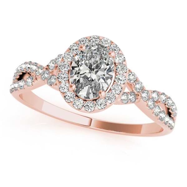 Twisted Oval Moissanite Engagement Ring 18k Rose Gold (2.00ct)