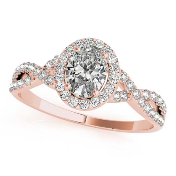 Twisted Oval Diamond Engagement Ring 18k Rose Gold (1.50ct)