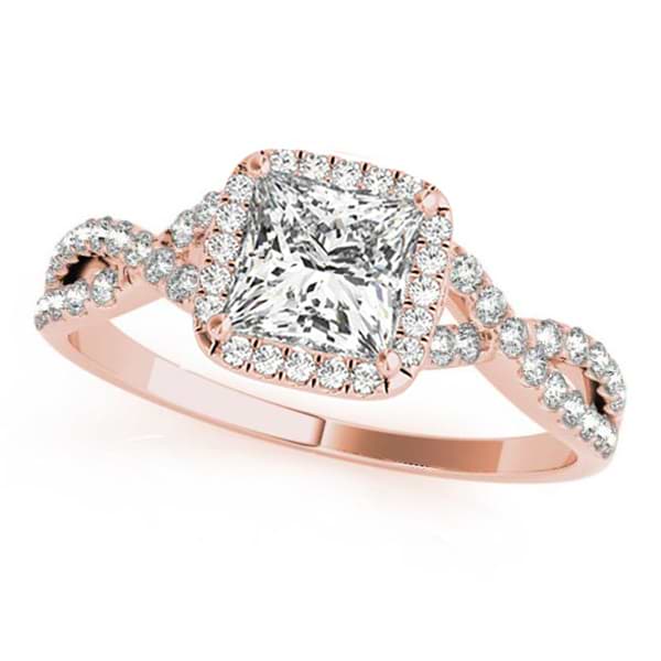 Twisted Princess Moissanite Engagement Ring 18k Rose Gold (1.00ct)