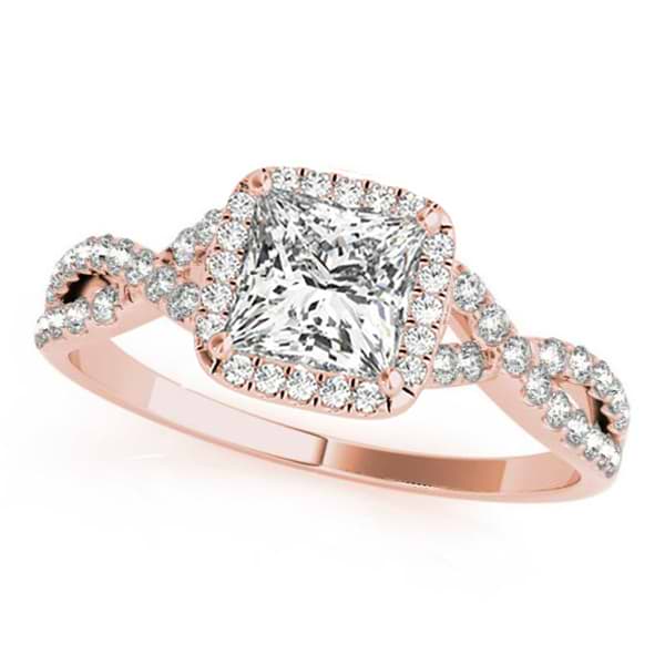Twisted Princess Diamond Engagement Ring 18k Rose Gold (1.50ct)