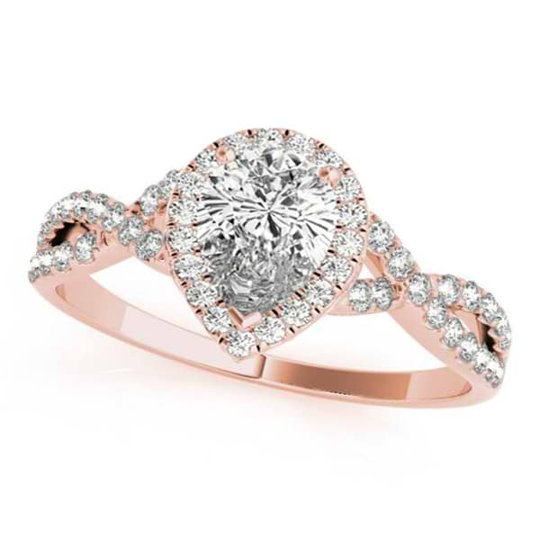 Twisted Pear Diamond Engagement Ring 18k Rose Gold (1.00ct)