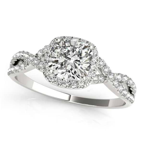 Twisted Cushion Diamond Engagement Ring 18k White Gold (1.00ct)