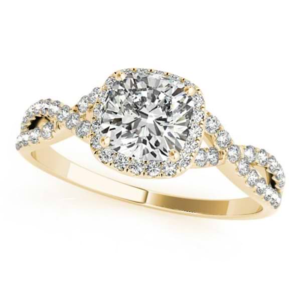 Twisted Cushion Moissanite Engagement Ring 18k Yellow Gold (1.50ct)