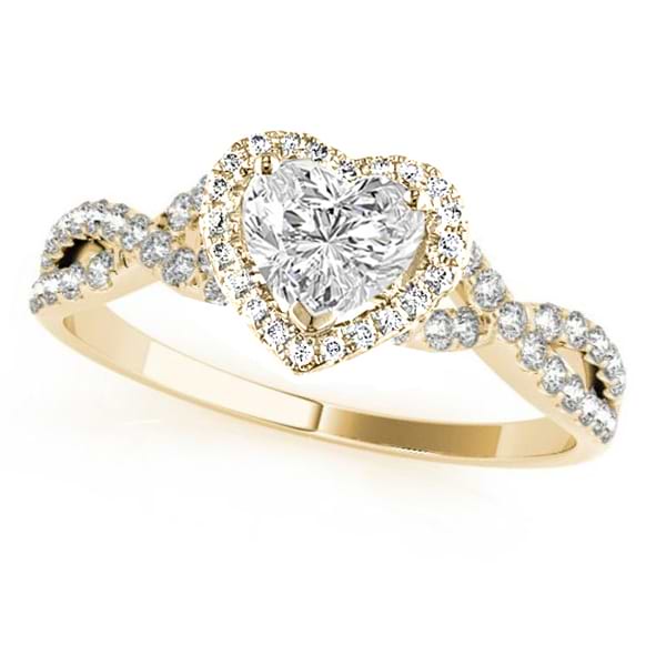 Twisted Heart Diamond Engagement Ring 18k Yellow Gold (1.00ct)