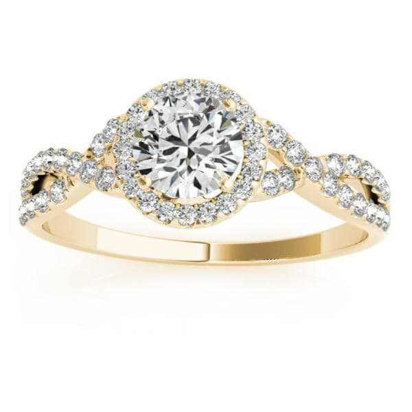 Twisted Lab Grown Diamond Infinity Halo Engagement Ring Setting 14k Yellow Gold (0.20ct)
