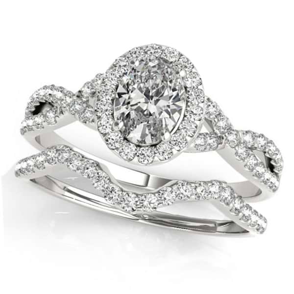 Twisted Oval Moissanite Bridal Sets 14k White Gold (2.07ct)