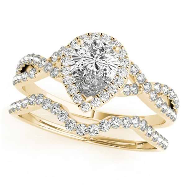 Twisted Pear Moissanite Bridal Sets 14k Yellow Gold (1.57ct)
