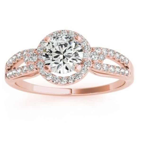 Split Shank Halo Diamond Engagement Ring Setting 14k Rose Gold 0.30ct