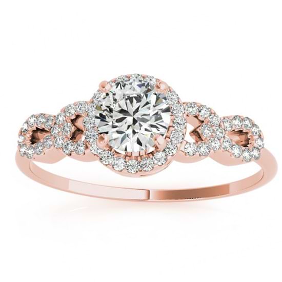 Halo Engagement Ring Setting, 4 Circles of Diamonds 14k R. Gold 0.25ct