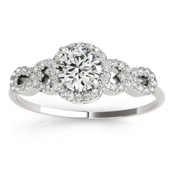 Halo Engagement Ring Setting, 4 Circles of Diamonds 14k W. Gold 0.25ct