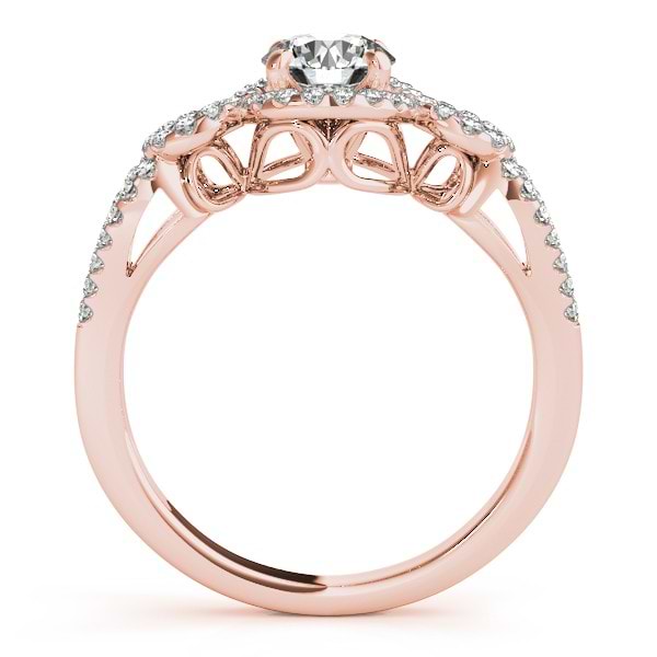 Twisted Shank Halo Diamond Engagement Ring Setting 14k R. Gold 0.35ct ...