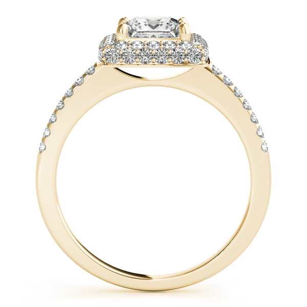 Princess Cut Diamond Halo Engagement Ring 18k Yellow Gold (2.00ct)