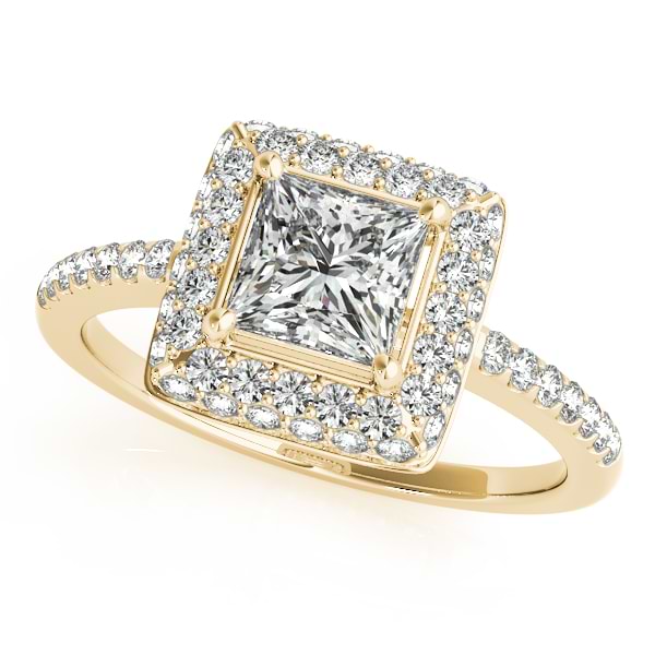 Princess Cut Diamond Halo Bridal Set 18k Yellow Gold (2.20ct)