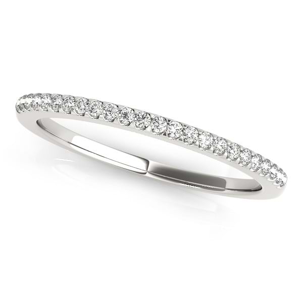 Diamond Accented Pave Wedding Band 14k White Gold (0.20ct)