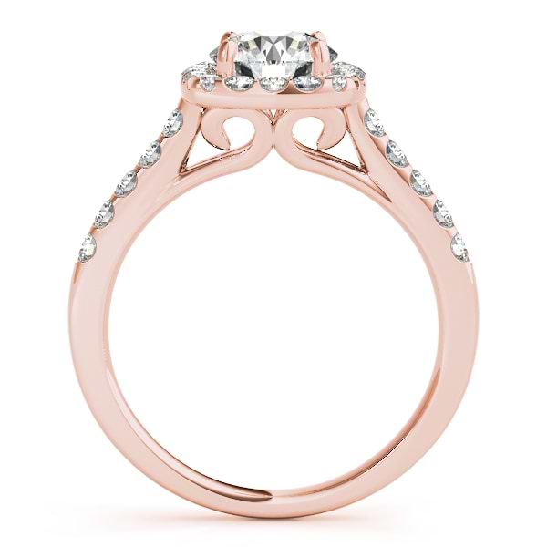 Halo Square Diamond Engagement Ring 14k Rose Gold (0.38ct) - NG3787