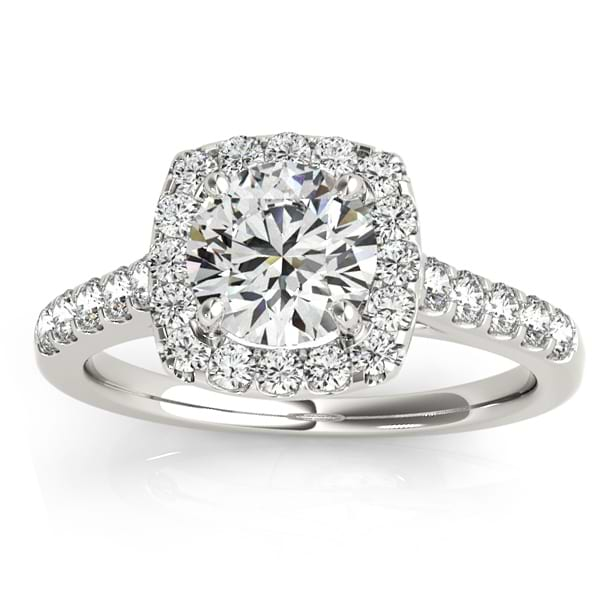 Halo Square Diamond Bridal Set 14k White Gold (0.61ct) - NG3801