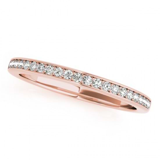 Pave Diamond Accented Wedding Band 14k Rose Gold (0.20ct)