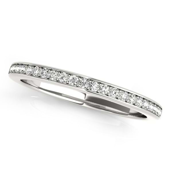 Pave Diamond Accented Wedding Band 14k White Gold (0.20ct)