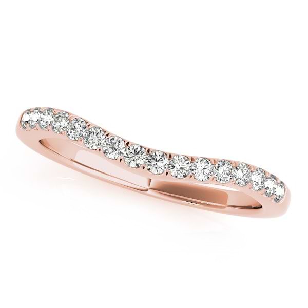 Diamond Accented Contour Wedding Ring Band in 14k Rose Gold (0.20ct)