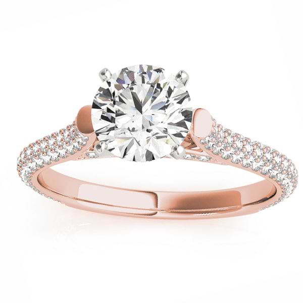 Diamond Accented Engagement Ring Setting 14K Rose Gold (0.52ct)