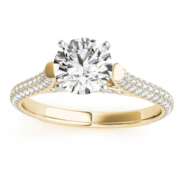 Diamond Accented Engagement Ring Setting 18K Yellow Gold (0.52ct)