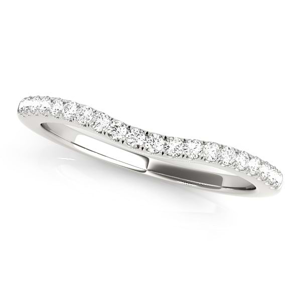 Curved Semi Eternity Diamond Wedding Band 14k White Gold (0.38ct)