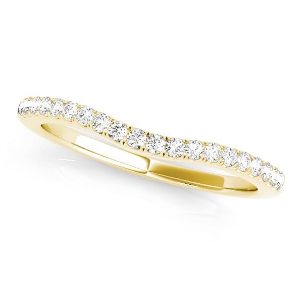 Curved Semi Eternity Diamond Wedding Band 14k Yellow Gold (0.38ct)