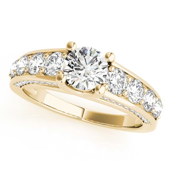 Trellis Diamond Engagement Ring w/ Side Accents 14k Y. Gold (2.83ct)