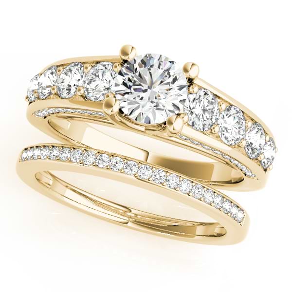 Trellis Diamond Engagement Ring Bridal Set 14k Yellow Gold (3.00ct)