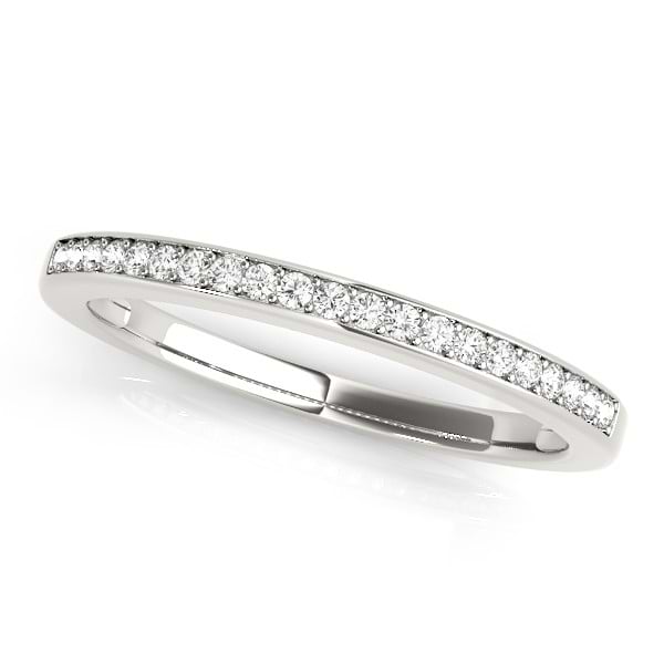 Diamond Accented Wedding Band in 18k White Gold (0.17ct)