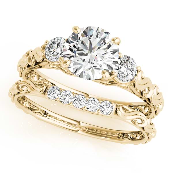 Vintage Heirloom Engagement Ring Bridal Set 18k Yellow Gold (2.35ct)