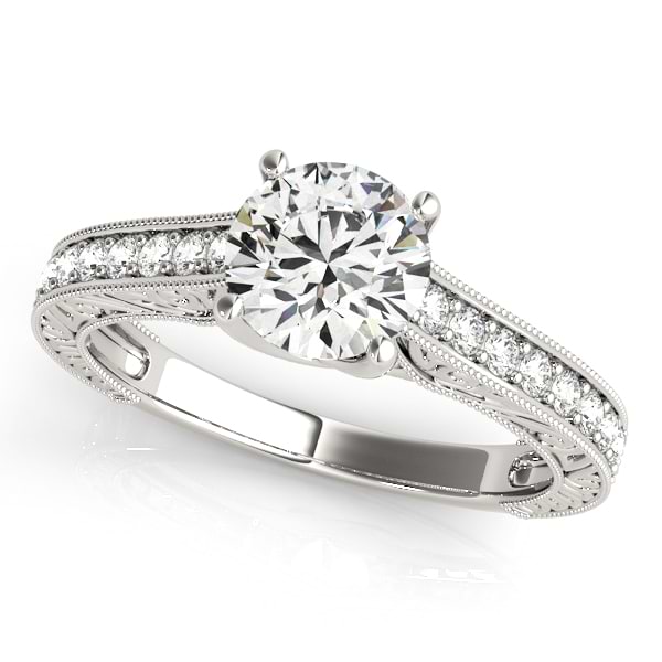 Vintage Round Cut Diamond Engagement Ring Palladium (2.25ct)
