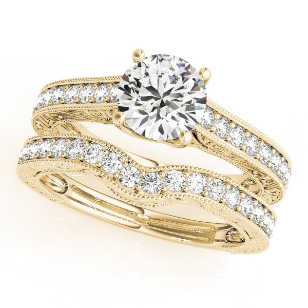 Vintage Diamond Engagement Ring Bridal Set 14k Yellow Gold (2.50ct)