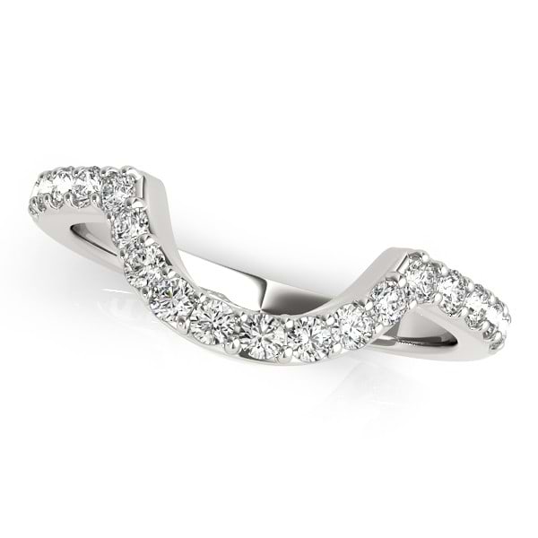 Pave Semi-Eternity Diamond Curved Wedding Band 14k White Gold (0.33ct)