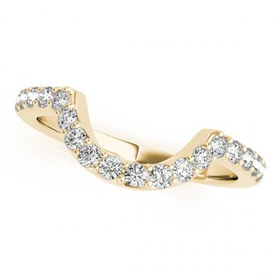Pave Semi-Eternity Diamond Curved Wedding Band 14k Yellow Gold (0.33ct)