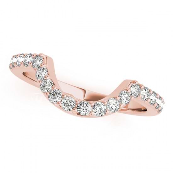 Pave Semi-Eternity Diamond Curved Wedding Band 18k Rose Gold (0.33ct)